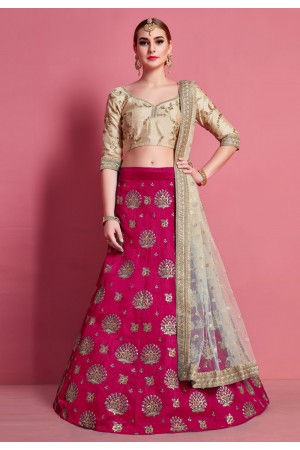 Magenta art silk circular lehenga choli 4605