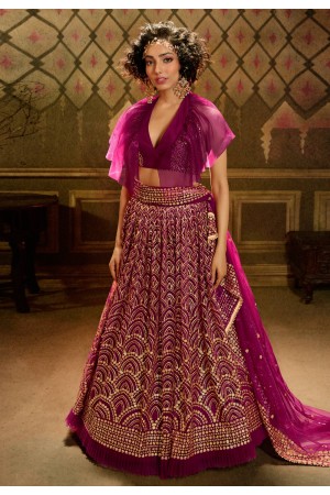 Magenta net designer lehenga choli AD5001