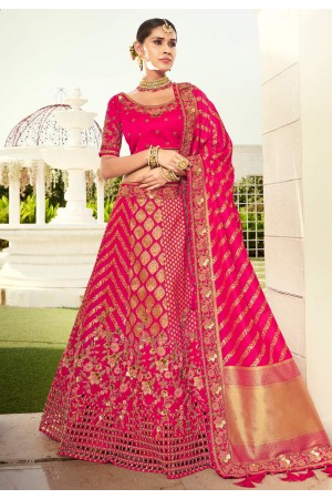 Magenta silk embroidered lehenga choli 4210