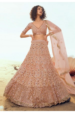 Peach net circular lehenga choli 5104