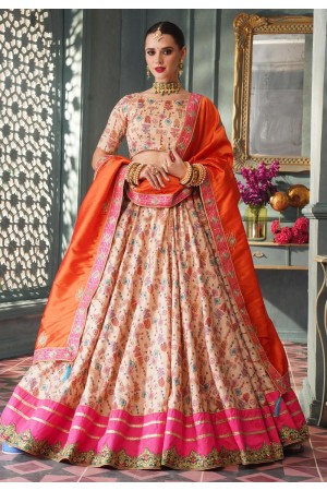 Peach silk ghagra choli 5010