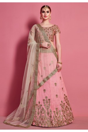 Pink art silk circular lehenga choli 4615