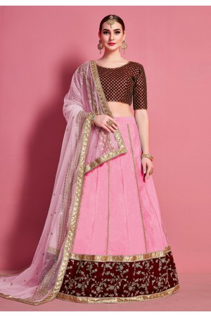 Pink art silk circular lehenga choli 4624