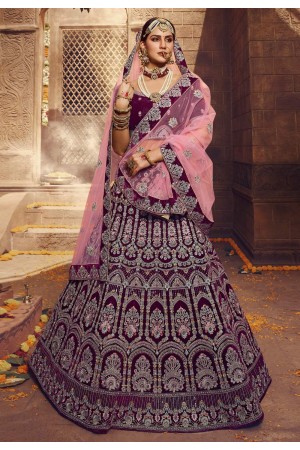 Purple velvet circular lehenga choli 3803