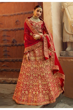 Red velvet bridal lehenga choli 4303