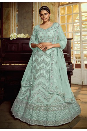 Sea green net circular lehenga choli 5407