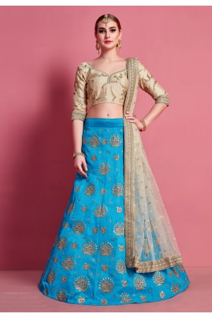 Sky blue art silk circular lehenga choli 4604