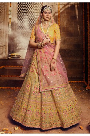 Yellow organza circular lehenga choli 3810