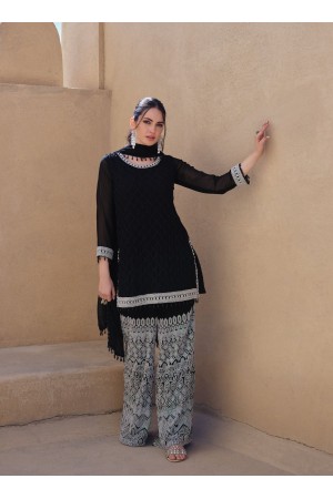 Black palazzo suit with hand work embroidery for wedding 3135