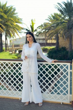 Indian wedding white coord set dress with sequins embroidery 3099