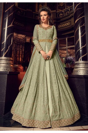 Light green swiss georgette Indian Lehenga kameez 2 in 1 style