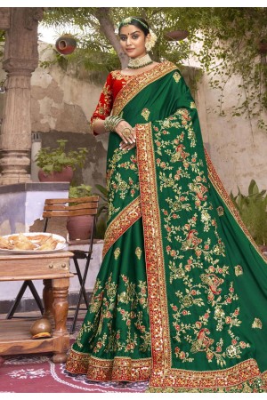 Green art silk saree with blouse ACU7202