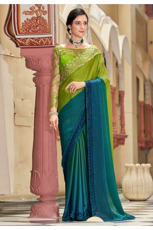 Light silk green half n half saree 1007