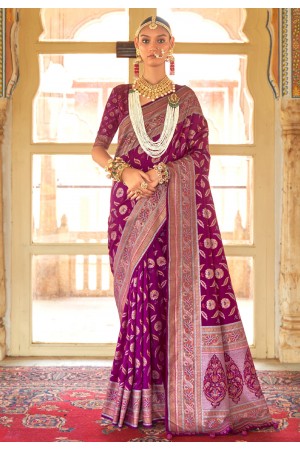 Purple silk saree with blouse 485