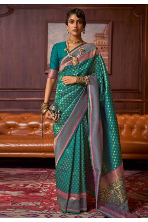 Sea green silk saree with blouse 271006