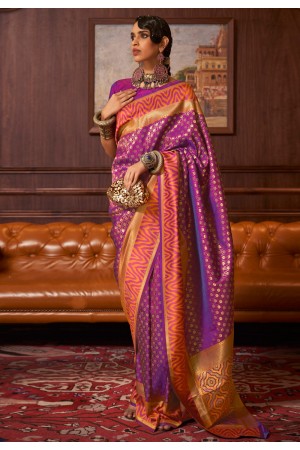 Violet silk saree with blouse 271005