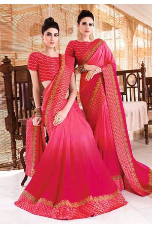 Brown silk embroidered festival wear saree 35870