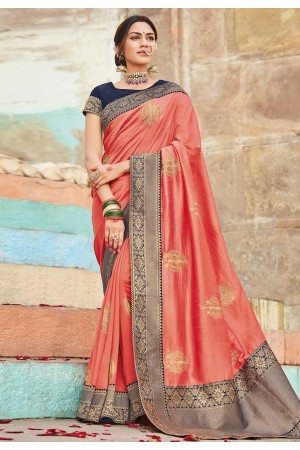 Pink cotton embroidered saree with blouse 1024B
