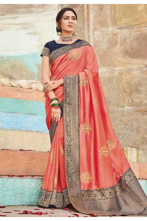 Pink cotton embroidered saree with blouse 1024B