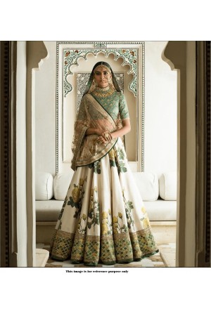 Bollywood Sabyasachi Mukherjee Inspired Sea green art silk Lehenga choli