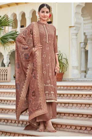 brown crepe straight palazzo suit 8701