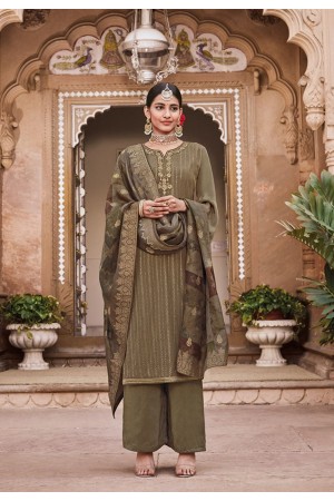 dark green crepe straight palazzo suit 8702