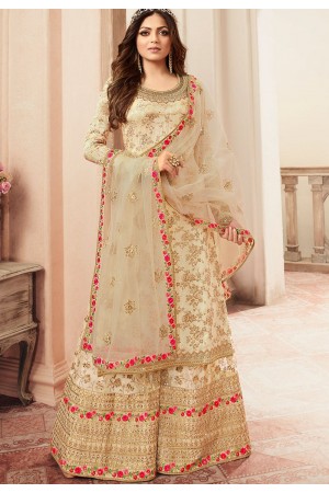 drashti dhami cream jacquard embroidered sharara suit 5404