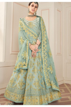 light blue georgette embroidered anarkali suit 38043