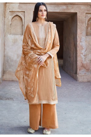 light brown muslin straight palazzo suit 1105