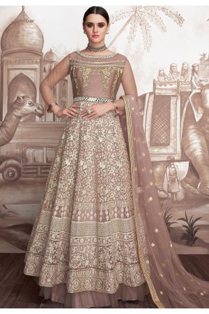 light mauve georgette net embroidered anarkali suit 2001