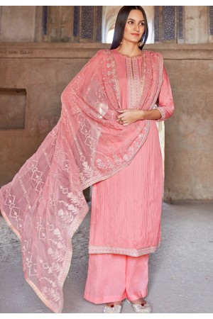 pink muslin straight palazzo suit 1098