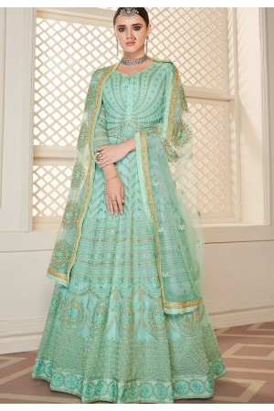 sky blue georgette embroidered anarkali suit 38041