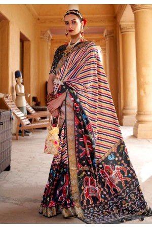 Black silk saree with blouse 340