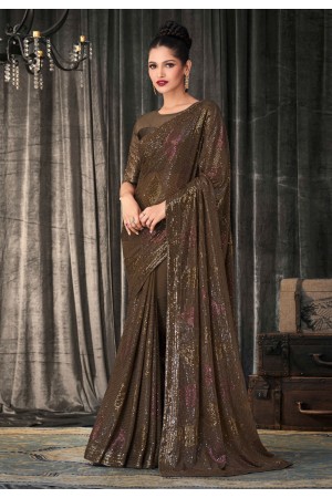 Brown georgette festival wear saree 2312