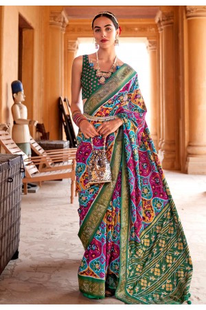 Green silk festival wear saree 347