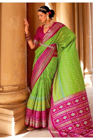 Light green silk festival wear saree 341