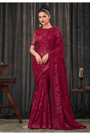 Magenta georgette festival wear saree 2302