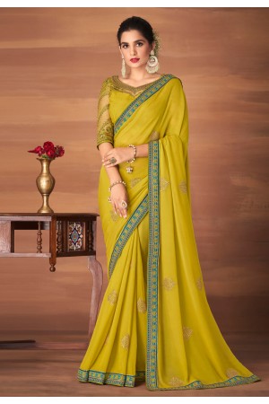 Mustard georgette saree with blouse 6212