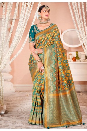 Mustard silk saree with blouse 13389