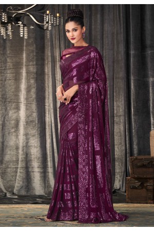 Purple georgette saree with blouse 2305