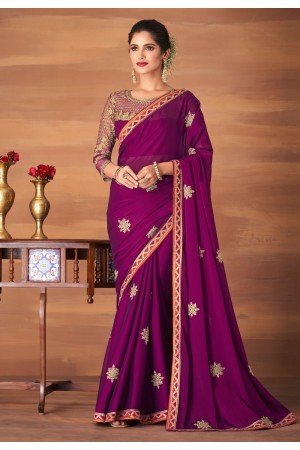 Purple silk festival wear saree 6203a