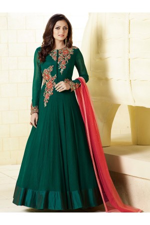 Drashti Dhami green color chiffon party wear anarkali kameez