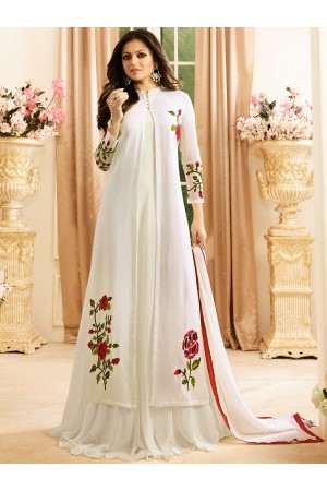 Drashti Dhami white color georgette party wear anarkali kameez