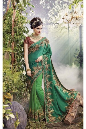 Party-Wear-Green-Heavy-Work-Saree