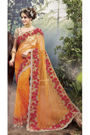 Party-Wear-Orange-Heavy-Work-Saree