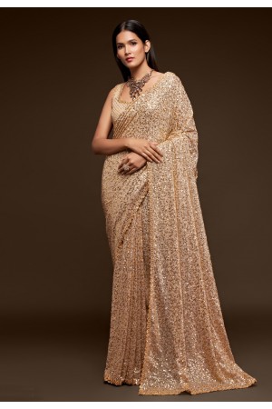 Beige georgette festival wear saree 1005