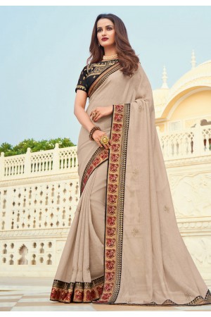 Beige silk saree with blouse 3606