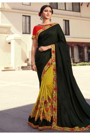 Black art silk half n half saree 126258