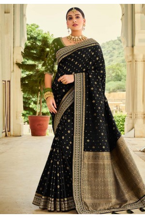 Black silk saree with blouse 107