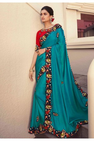 Blue art silk festival wear saree 126251